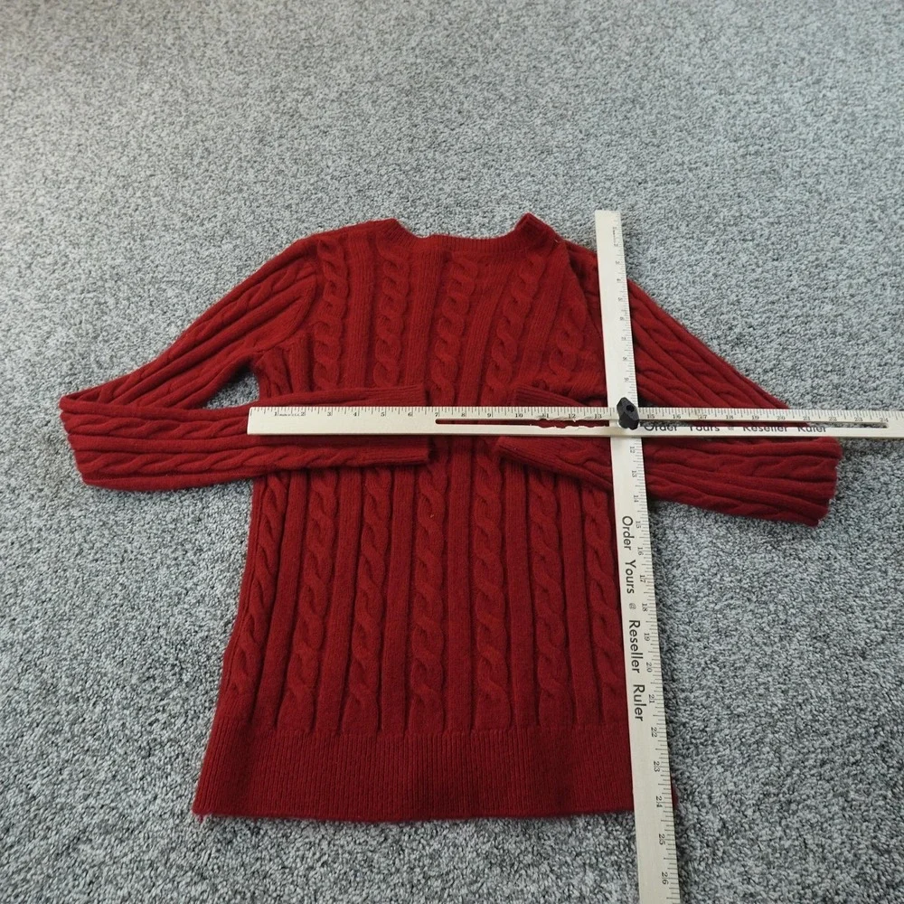 Abercrombie Fitch Sweater Womens S Red Cable Knit V Neck Pullover Moose Logo Y2K - Picture 6 of 10